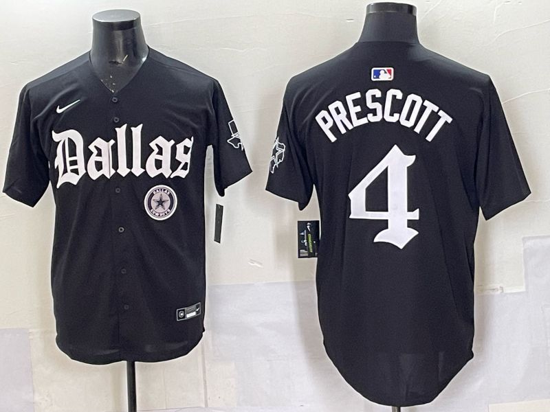 Men 2025 Nike Dallas Cowboys #4 Prescott Black 5th generation Joint Name Limited NFL Jersey 012